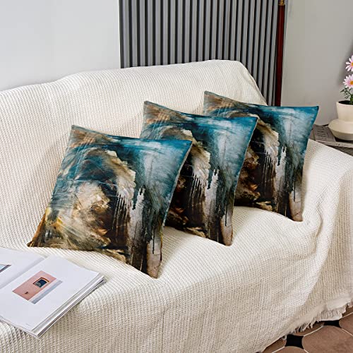 Messy Teal Black and Brown Throw Pillow Covers 18"x18" Set of 2 Soft Modern Abstract Pillow Cases Cushion Covers For Living Room Bedroom Abstract Art Decorative Throw Pillowcases for Sofa Chair - Image 4