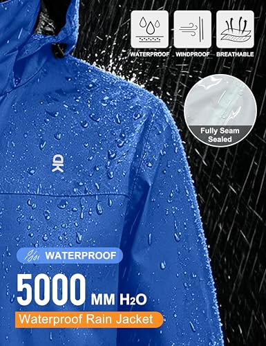 Image of Little Donkey Andy Men's Waterproof Rain Jacket Outdoor Lightweight Rain Shell Coat for Hiking,Golf,Travel