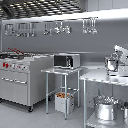 Image of AmGood Stainless Steel Work Table Open Base | Metal Work Bench (Stainless Steel Table Open Base, 24 inch Long x 30 inch Deep)