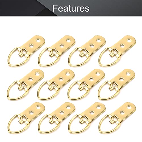 Image of MroMax 100PCS Ring Picture Frame Buckle 2.13 inch x 0.63 inchGold Tone Assortment Kit for Home Decoration Picture Frames Photo Hanging Solutions