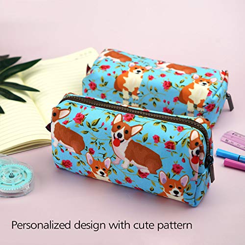 Lparkin Cute Corgi Pencil Case Pouch Teacher Gift Gadget Bag Make Up Case Cosmetic Bag Stationary Kawaii Pencil Box #TOP4
