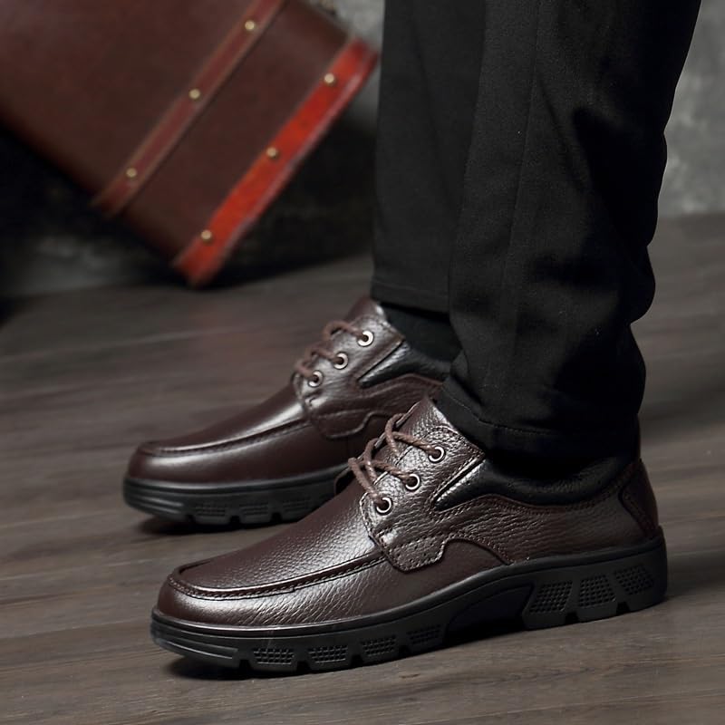 Men’s Round-Toe Leather Men’s Formal Oxford Shoes Slip-Resistant Lace-Up Tuxedo Wedding Dress Footwear for Grooms or Guests2