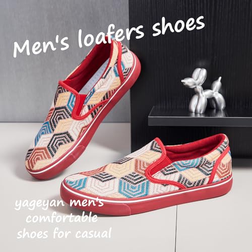 Image of yageyan Mens Slip on Sneakers Loafers Shoes Canvas Black Shoes Canvas Blue Casual Fashion Shoes