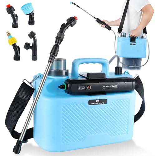 2 Gallon Electric Garden Sprayer, Battery Powered Pump with 6 Spray Modes, 4 Durable Nozzles, USB...
