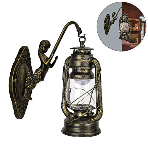 Riuty  Lámpara de Pared de Estilo Retro, lámpara de keroseno Vintage 111-240V Colgante Antiguo Luz Lámpara de Hierro de Estilo Retro Accesorio para Cafe Bar Loft Proyectores de Pared(Blaue Bronze)