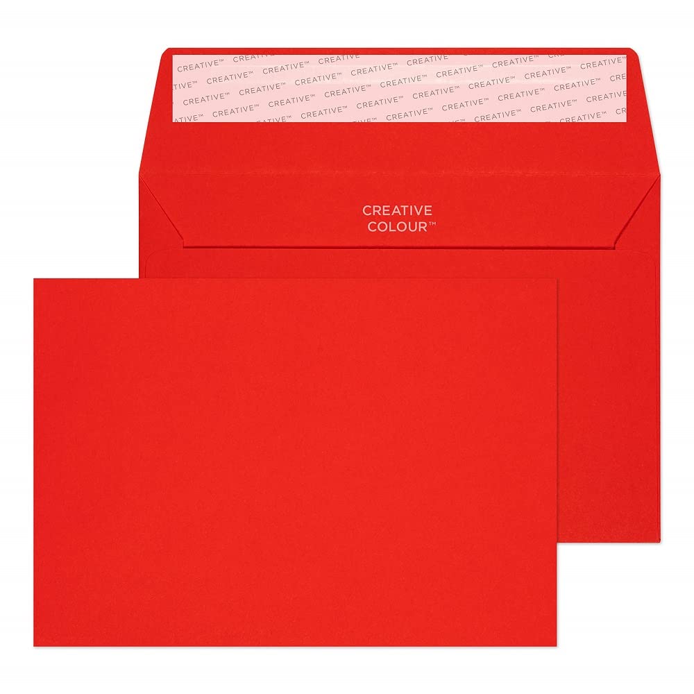 Design Range Vibrant 106 - Sobre C6 con solapa autoadhesiva (120 g/m², 500 unidades), color rojo