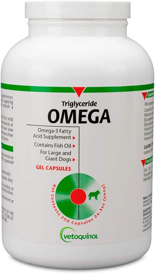 Triglyceride Omega Dog Supplement Capsules, Large- and Giant-Breed: 80+ lbs, 250ct