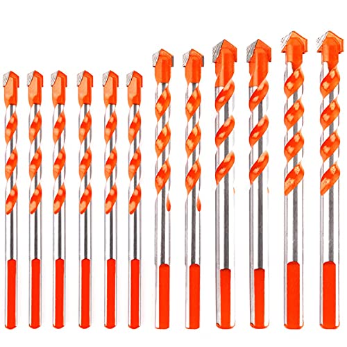 Lote de 12 brocas multifunción de carburo (12 mm, 10 mm, 8 mm, 6 mm) para metal, azulejos, madera, mármol, cristal, hormigón, 12 unidades Cover