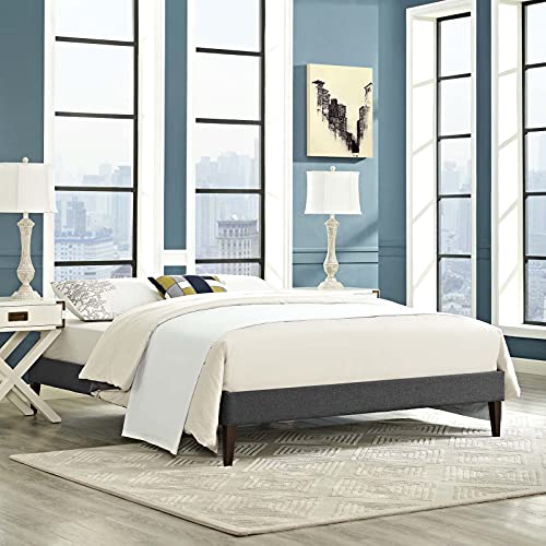 Modway Tessie Upholstered Full Platform Bed Frame With Wood Slat Support In Gray #TOP6