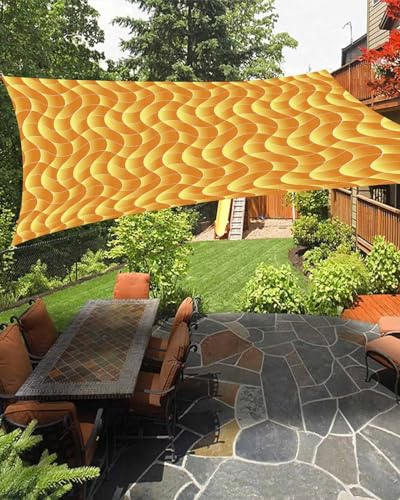 Boanket Sun Shade Sail 14' x 18', Orange Geometric Large Heavy Duty Outdoor Shades Sun Screen, Modern Moire Abstract Art Aesthetics Shade Cloth for Patio Deck Terrace Garden Lawns Beach Backyard