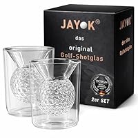 JAY K Golf Shotglas 5cl – 3D Golfball Design im Glas – Doppelwandiges Schnapsglas – premium Geschenk für Golfer Männer Frauen & Golf-Fans – Golfshots Geschenkidee Zubehör, 2 St.