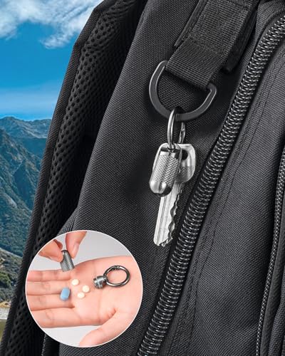 Image of TISUR Titanium Keychain Pill Holder Small Metal Pill Case | Portable Waterproof Pill Container,Travel Pill Bottle Box for Purse