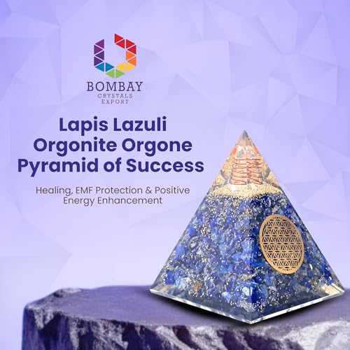 Image of Orgone Pyramid of Success - Lapis Lazuli Orgonite for Honesty, Self-Awareness, Chakra Balancing, Meditation, Reiki Healing, EMF Protection & Positive Energy Enhancement