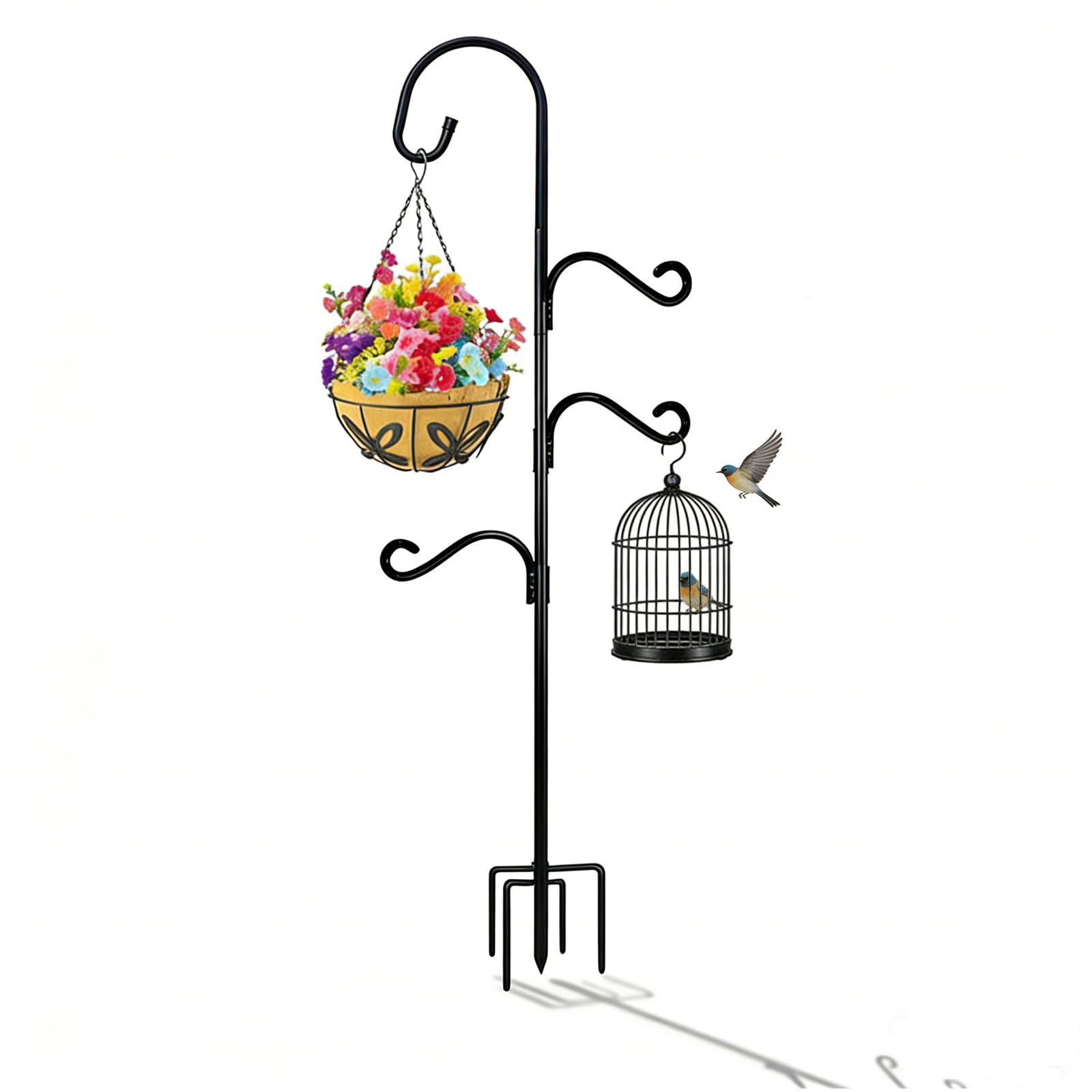 Station de suspension pour mangeoires à oiseaux de 195cm avec 4 crochets