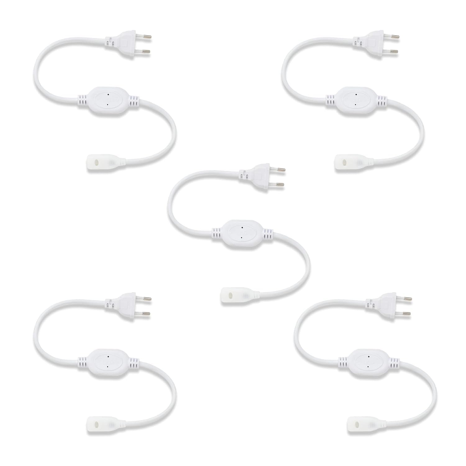 220V AC PIN Connector/Adaptor/Cable for LED (SMD 2835-120 LED/Mtr.) Rope Light (Pack of 5), White-image-34
