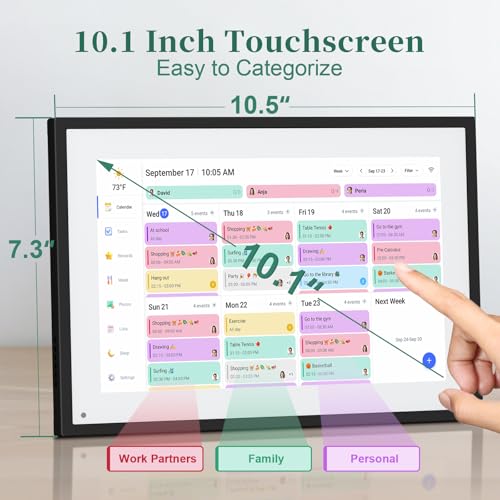 Image of Smart Digital Calendar, 10.1 inch HD Smart Touch Screen Home Interactive Electronic Calendar WiFi Planner,Meal Schedule, Duty Chart,Achievement Rewards- Built-in Digital Photo Frame Function