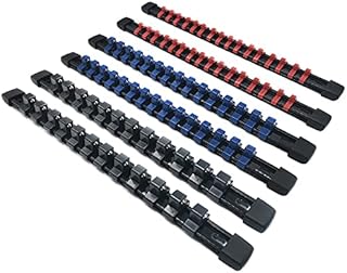 ACEBON Tools Socket Organizers, 6 Piece Socket Holder Kit, 1/4 inch, 3/8 inch & 1/2 inch Drive, Portable Socket Clip Rail Holder, Holds 86 Sockets