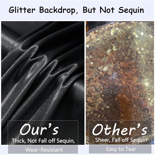 Image of 30x10 ft Wrinkle Free Black Sequin Backdrop Curtain for Parties,Thick Not Fall Glitter Wedding Drapes Backdrop,6 Panels 5x10ft Shimmer Photo Wall Back Drop Cloth for Birthday Photography Background