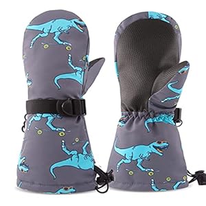 SEYUFN Dinosaurier Blau Winterhandschuhe Kinder 2-6 Jahre