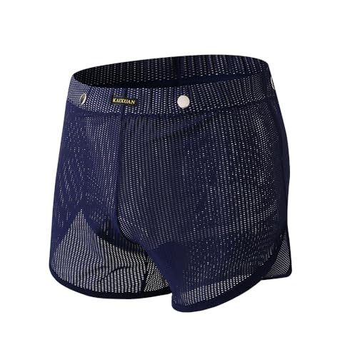 Men's Mesh Boxer Briefs Sexy See Through Underwear Breathable Panties Pouch Booty Shorts Soft Trunks