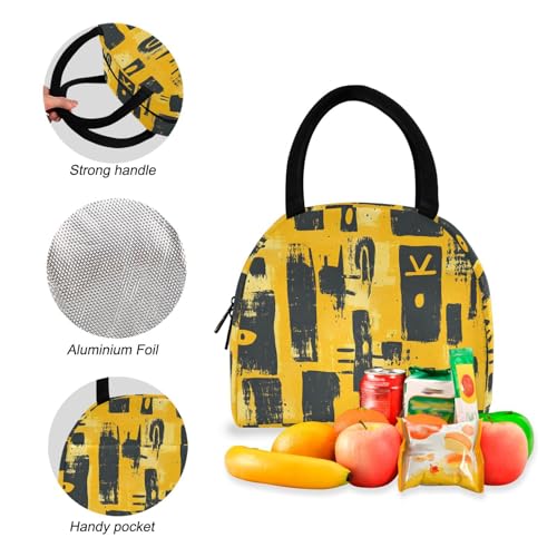 Backpack Lunch Bag Set Abstract Pattern Print, Big Storage Travel Backpacks with Insulated Lunch Box for Office Hiking Picnic4