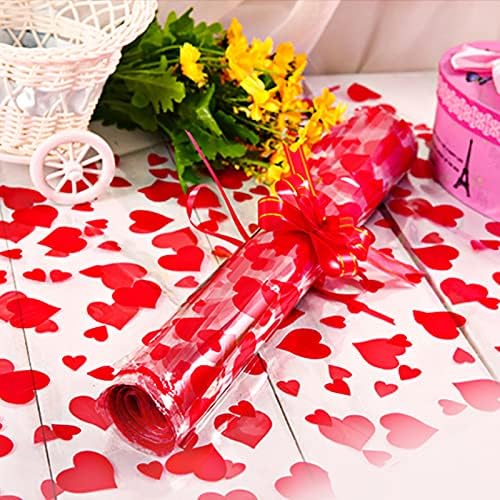 20 Pack Cellophane Basket Bags with Pull Bow Set Christmas Clear Hamper Wrap Bags for Gifts Packaging Hamper Making (Heart,50 * 70 cm)