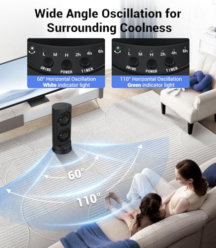 Personal Tower Cooling Fans that Blow Cold Air,25dB Quiet Fan with 24ft/s - Image 3