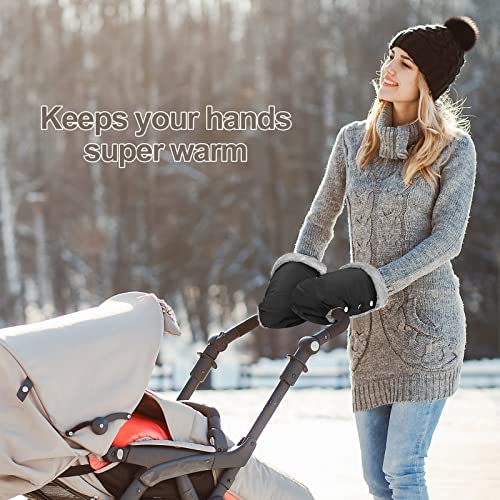 BNGXR Handwärmer Kinderwagen, Extra Lang Handschuhe Kinderwagen mit Fleece Innenseite, Warme Hände Wasserdicht Winddicht Schneebedeckt Universalgröße Handmuff Kinderwage für Kinderwagen Buggy