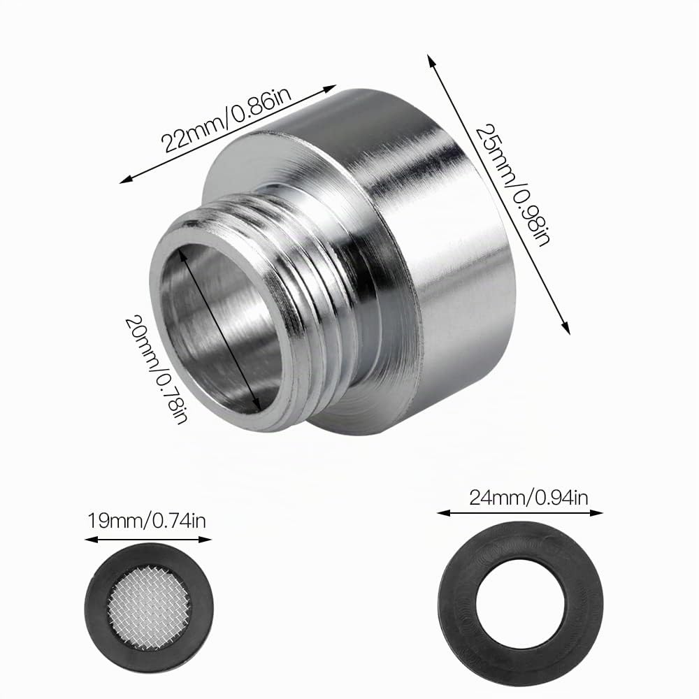 Honatrv 2Stk Adapter 1/2 auf 3/4 Chrom, Reduzierstück 3/4 zoll Innengewinde auf 1/2 zoll Außengewinde, Reduzierstück Doppelnippel für Wasseranschluss, Brauseschläuche
