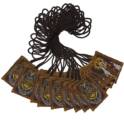 Needzo Bulk Carmen and Sacred Heart Scapulars Catholic Embroidered Brown Scapular for Women 12 Pack