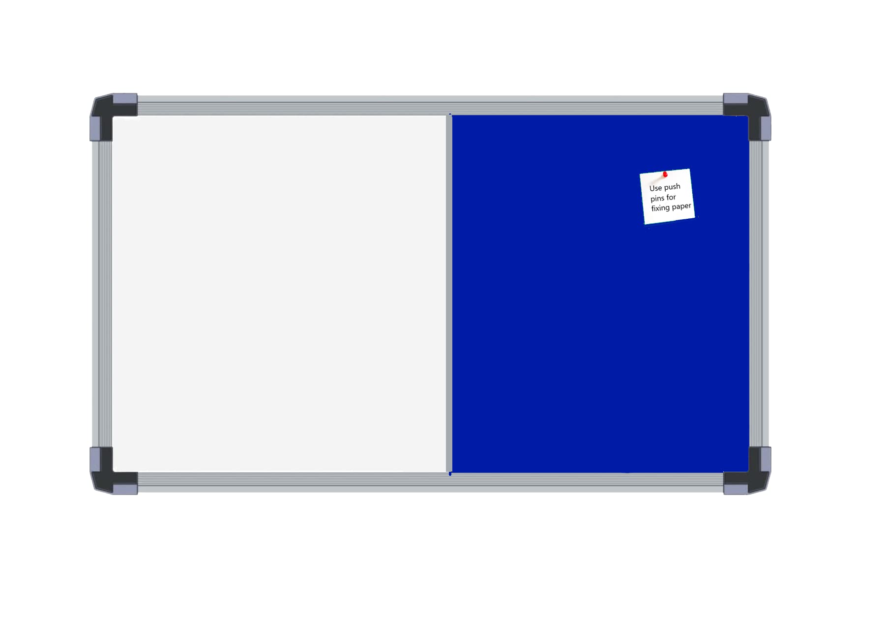 Tiger Series 4x2 feet Combination Non-Magnetic White Board with Blue Notice Pin-up Board; Marker Writing Plus Pushpin/Bulletin Board with Aluminum Frame Finishing (White and Blue)-image-37