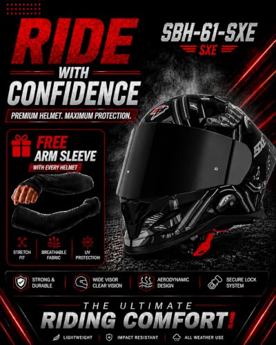 Image of Steelbird SBH-61 SXE X3 Pinlock ISI and Dot Certified Full Face Graphic Helmet for Men and Women with Inner Silver Sunshield