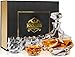KANARS Vasos y Jarra de Whisky, Libre de Plomo Cristalino Resistente Botella de Whisky Set para Scotch, Bourbon, 750 ml Decantador y 4 Copas de Whiskey 320 ml, Caja de Regalo de Lujo, 5 Piezas