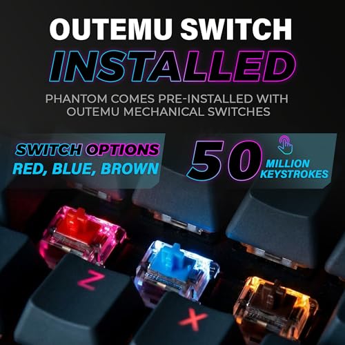 Image of TECWARE Phantom 87 Key RGB Mechanical Gaming Keyboard | Outemu Brown Switch | 16.8M Color LED Lighting | 18 Pre-Set | Low Latency | N-Key Rollover | Software Customizable Keys | Wired USB Connection