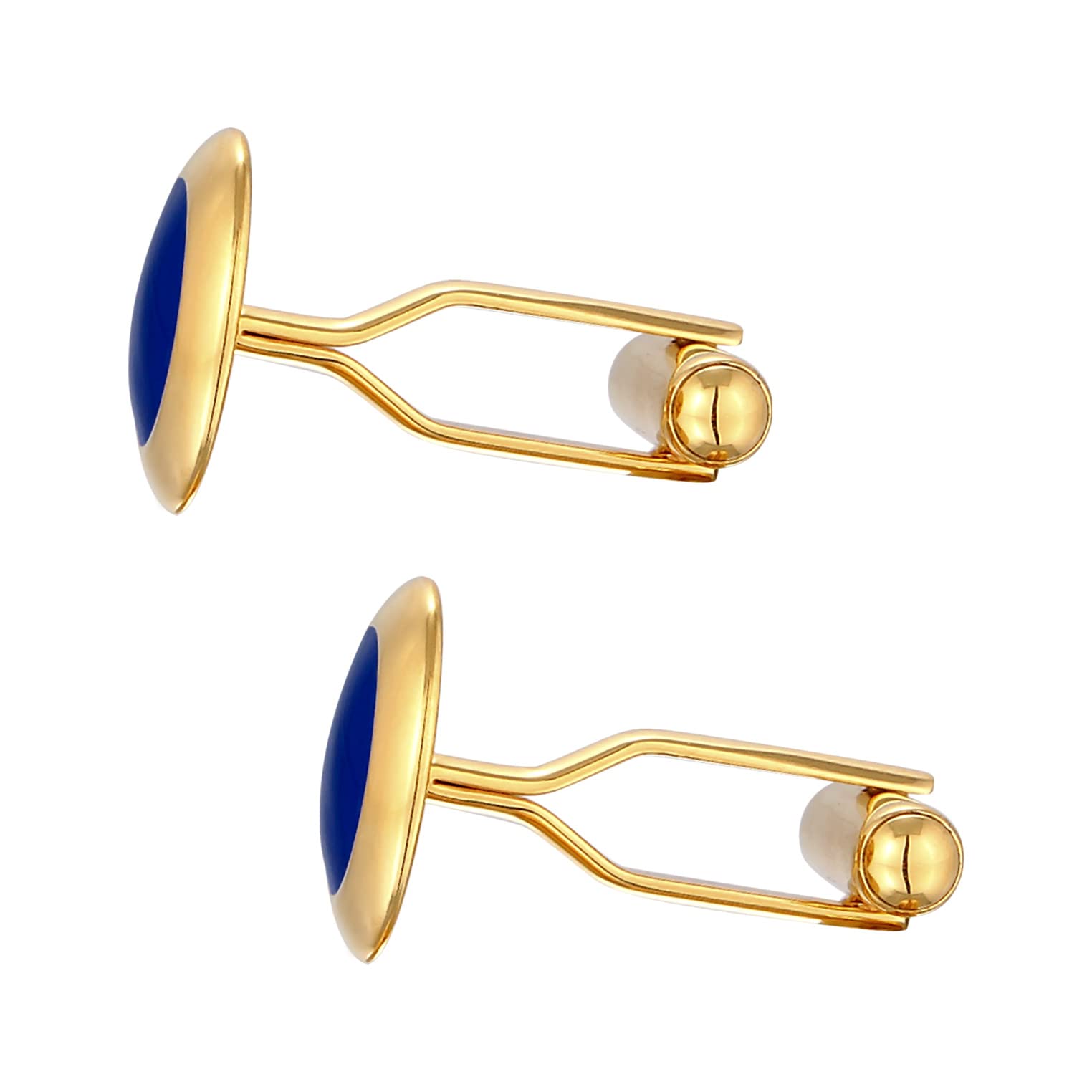Kuzzoi Cufflinks - Gemelli da uomo, rotondi, in argento sterling 925 placcato oro, gioielli moderni per la camicia, elegante regalo per matrimonio e compleanno, 14,7 mm, Argento sterling, Smalto