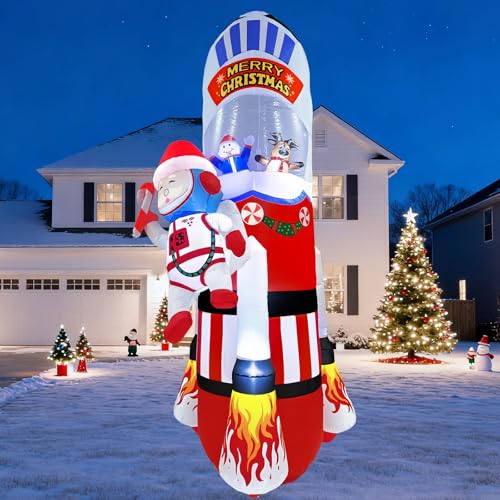 UoVeHoin 8FT Christmas Inflatables Space Outdoor Decorations, Blow Up Santa Claus Snowman Reindeer...