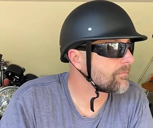 Miniatura 5 de Medio casco de motocicleta de estilo retro, diseño clásico, medio casco de motocicleta, certificado por DOT, negro mate, L