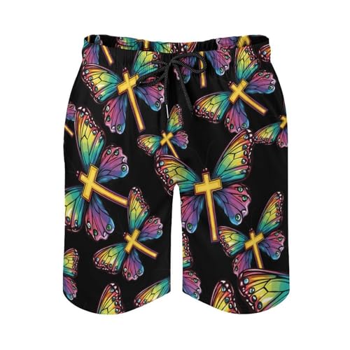 God Butterfly Men's Swim Trunks Quick Dry Board Shorts Hawaiian Beach Shorts With Pocket4