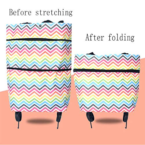 L&J DLYZM Einkaufstrolley Klappbar,Einkaufstasche Faltbar mit Rollen Abnehmbaren Rädern Spritzschutzvorrichtungen… – Bild 5