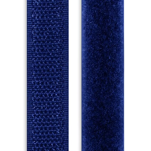 Image of 1 Inch x 5 Yd Navy Hook and Loop Non-Adhesive Interlocking Tape Thin Nylon Excellent Grip Heavy Duty Fastening Strips Fastener Roll for Bags Clothes Home Office School Car and Crafting Organization