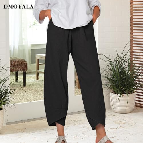 Cotton Linen Pants Women Summer Plus Size Boho Pants 2025 Lightweight Hight Waist Linen Vacation Beach Pants Pockets2