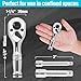 DURATECH Stubby Ratchet Set, 3-IN-1 Ratchet Handle, with 2 Extension Bars, 1/4