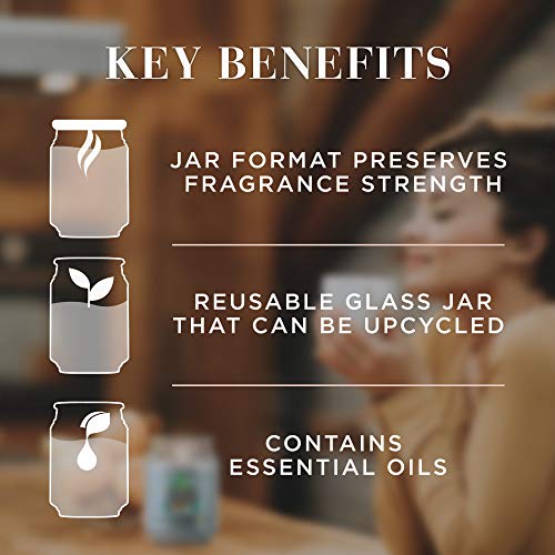 Air Wick Jar Candle with Essential Oils, Cedar Wood and White Musk, 480g - Image 3