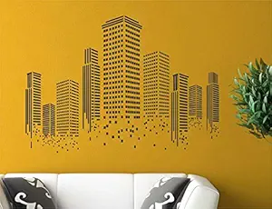Heaven Decors Vinyl Urban City Building Black Wall Sticker (83X59 cm )