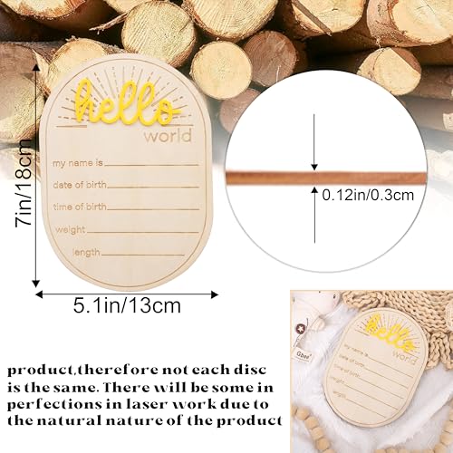 Image of Sunshine Hello World Birth Announcement Sign - Baby Birth Stats Hello World card, Gender Neutral Welcome Baby Wood Sign, Birth Stat Sign Newborn Bundle