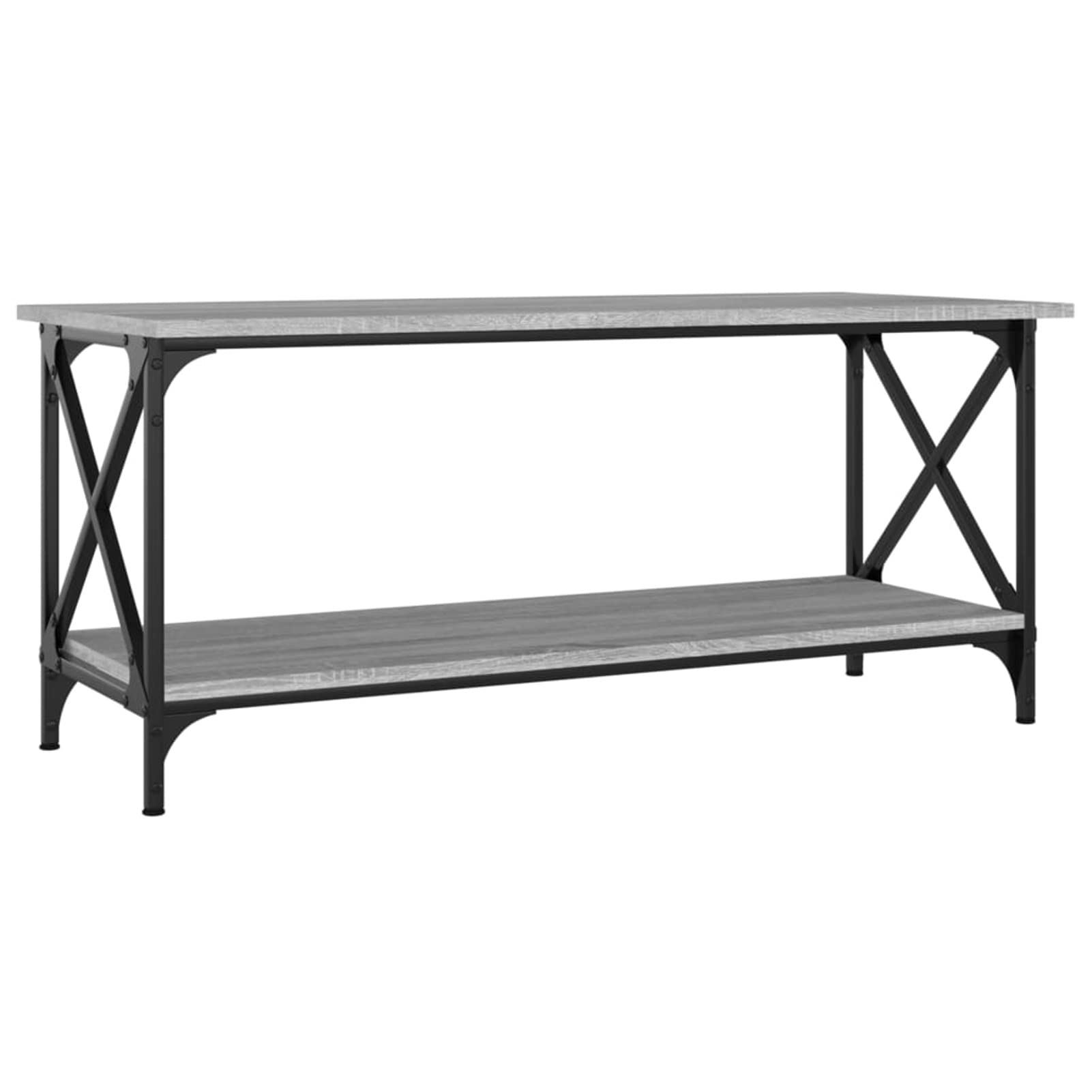 Homgoday Table basse grise Sonoma 100 x 45 x 45 cm, table d'appoint en bois et fer, table d'appoint pour salon, salle de réception d'invités, chambre à coucher et mobilier de bureau