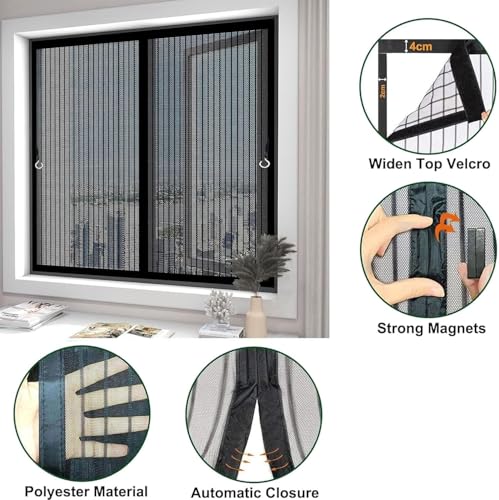 Moustiquaire fenetre magnetique 117x130 rideau porte sans percer