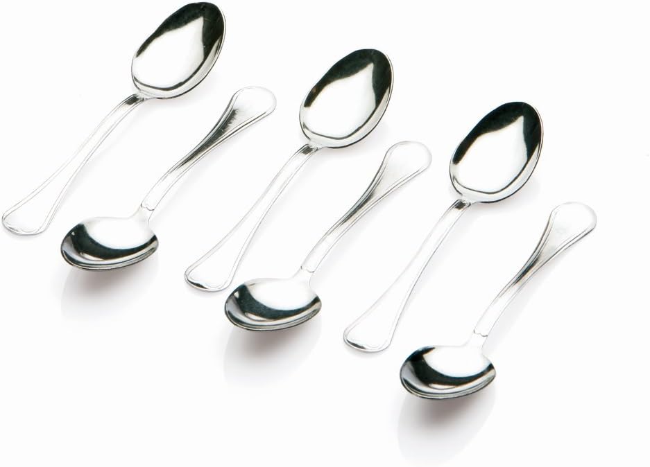Tredoni 6 Original Small Sugar Espresso Coffee Spoons - Italian Stainless Steel Cutlery (6), Silver