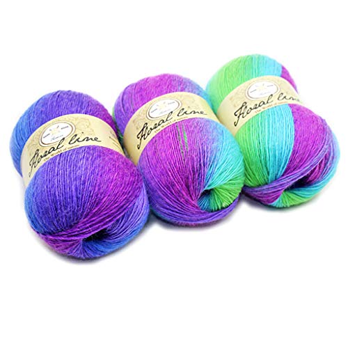 Shoresu Wool Yarn Thread, Soft Worsted Yarn Rainbow Gradient Colors DIY Baby Knitting Wool Shawl Scarf Crochet Thread Supplies - 9#