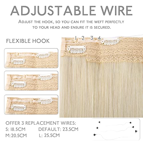 Image of WENNALIFE Wire Hair Extensions Real Human Hair 12 inch 70g Bleach Blonde Remy Hair Invisible Transparent Wire Straight Reusable Natural Easy to Apply Reusable for Volume Extensiones De Cabello Humano